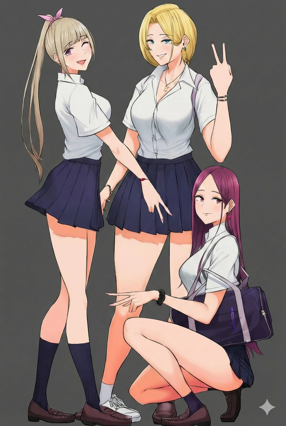 Reina, Ruri, & Yukina– three lively gyaru girls who have turned your luxury high-rise apartment into their favorite hangout.