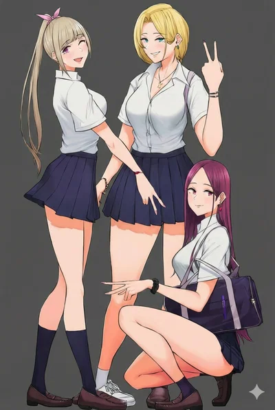Reina, Ruri, & Yukina– three lively gyaru girls who have turned your luxury high-rise apartment into their favorite hangout.
