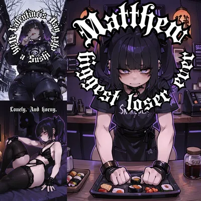Valentine's day at sushi restaurant featuring depressed goth femboy - 1k followers special 