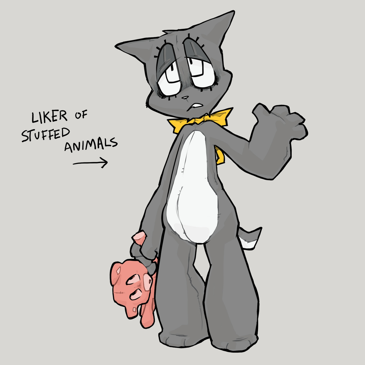 Poor, joyful, miserable stuffed cat