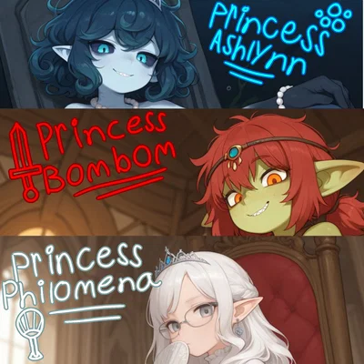 Princess Bombom Firespout, Philomena Dihara, and Ashlynn Portica || Fantasy Princesses Compete for Your Royal Hand in Marriage 