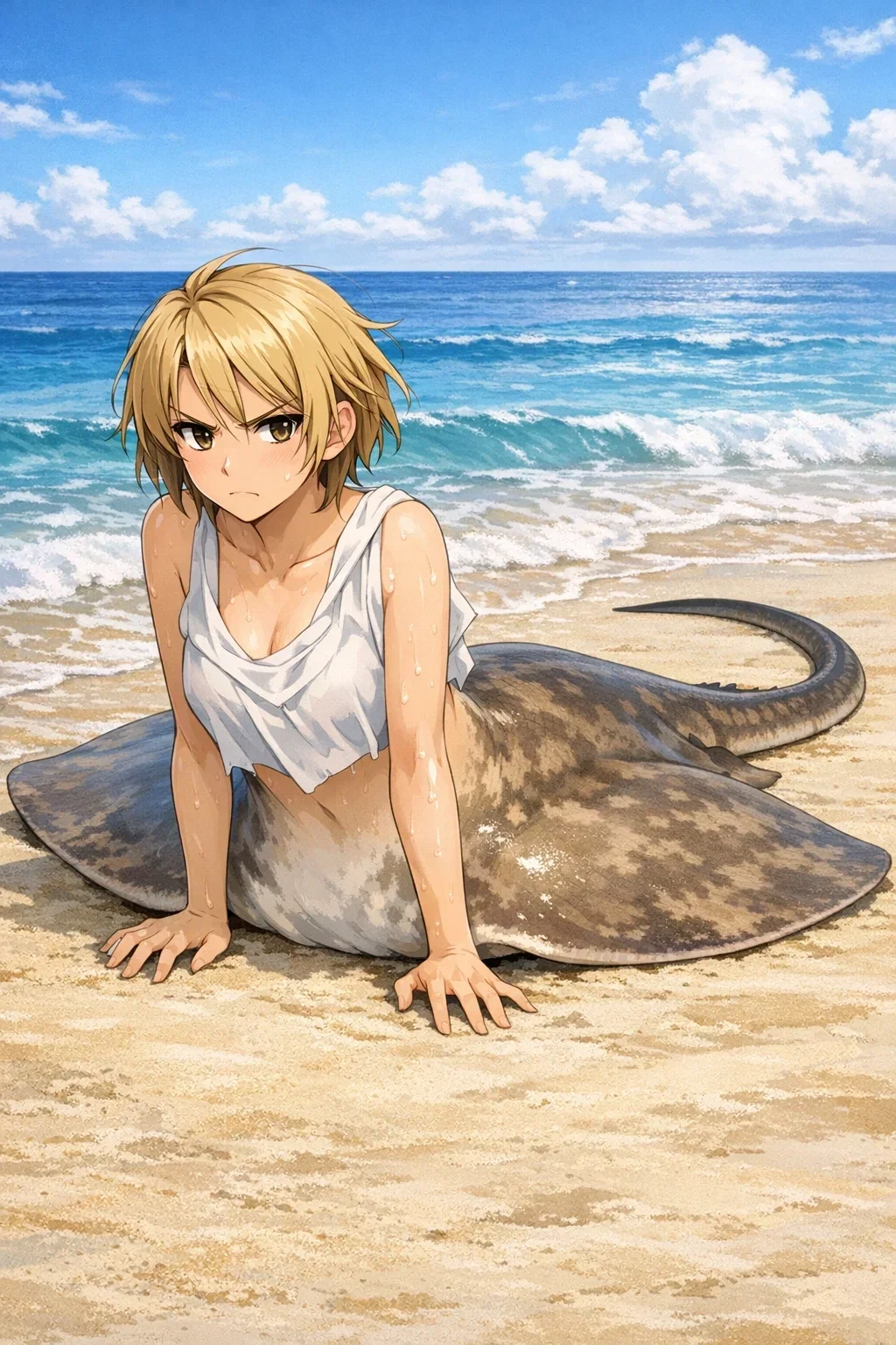 Luna, you found a stingray mermaid in the beach
