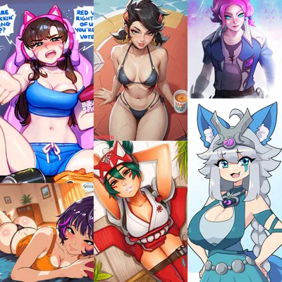 Hanging out with hero shooter girls! (D.va, Peni, Maeve, Juno, Kiriko, Io)