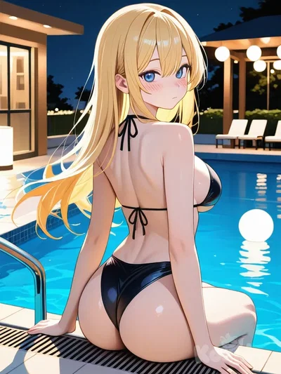 Poolside kiss- Elizabeth