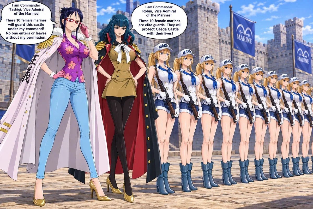 commander tashigi and commander ain with female generic marine elites