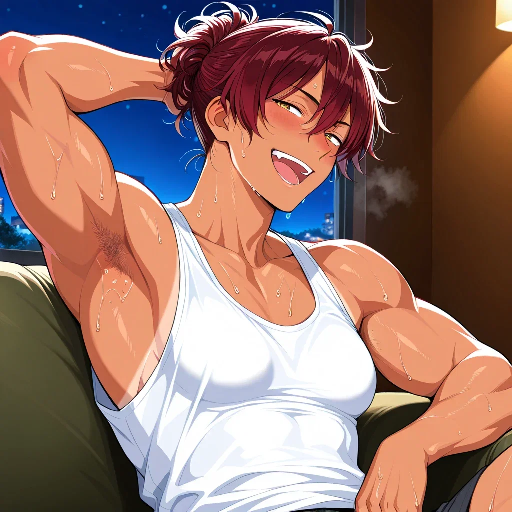 Tomboy best friend relaxing after a long day