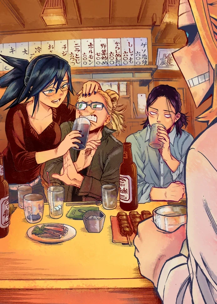 Shota Aizawa, Nemuri Kayama, Hizashi Yamada and Toshinori Yagi au V1