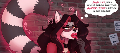 “Lip stick that turns you into a racoon bimbo”