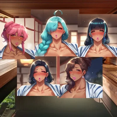 Five futa milfs you meet at the hot springs