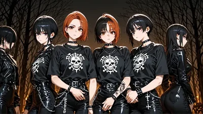 You cut through a forest thinking you'd get home quicker but you stumbled upon a giant group of Goth Tomboy's in the middle of some kind of ritual