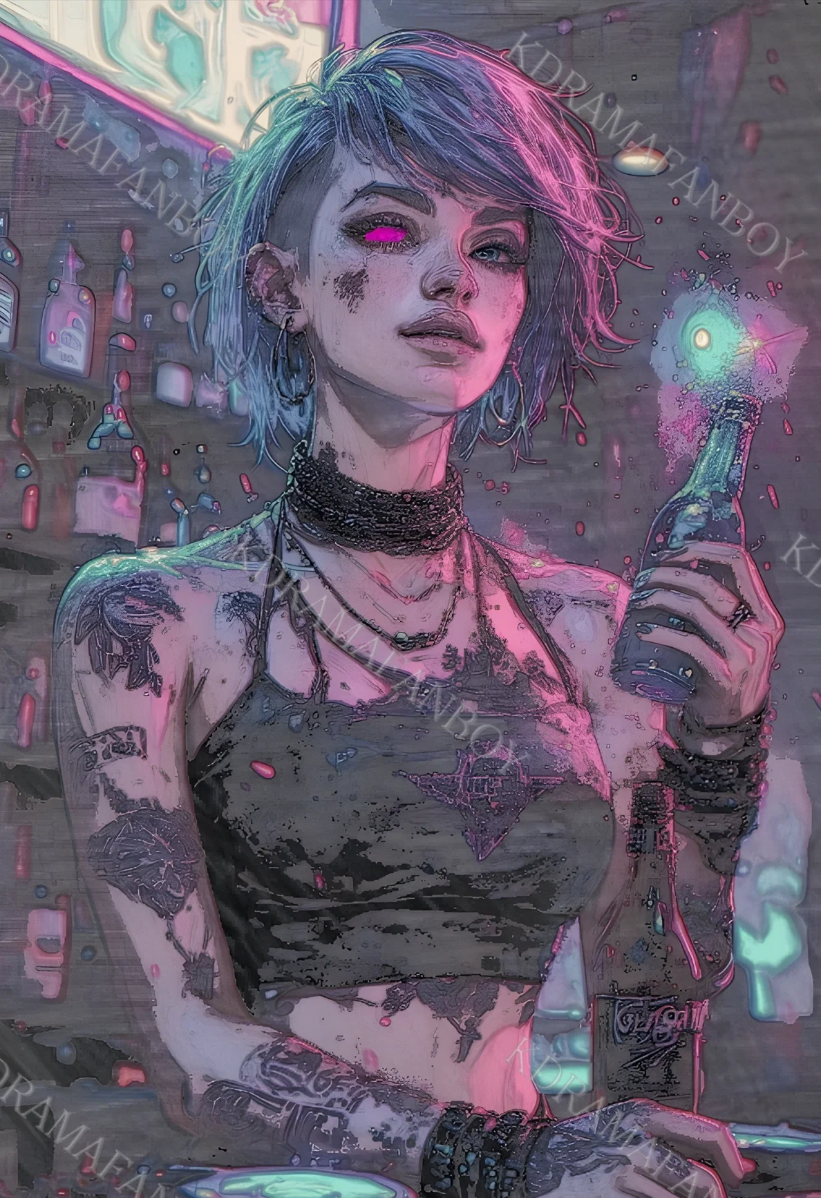 Rina “Catkin” Nyx [ Ashroad’s Neon Bartender 🍸💥 ]