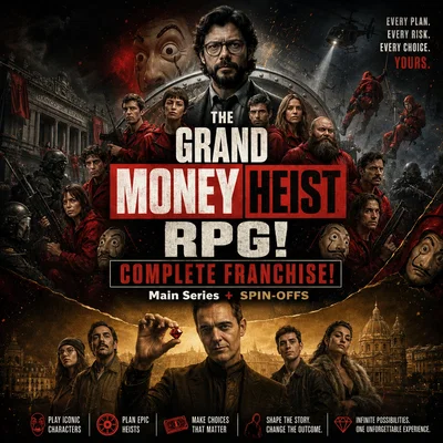 Money Heist RPG [Complete]   {Sorry,the tags arent working,the bot isnt showing up in searches} Money Heist La Casa de Papel LCDP Berlin Spinoff Money Heist Korea Money Heist: Korea - Joint Economic Area Complete Franchise The Professor Sergio Marquina Sal
