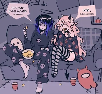 Watching a horror movie with your roommates