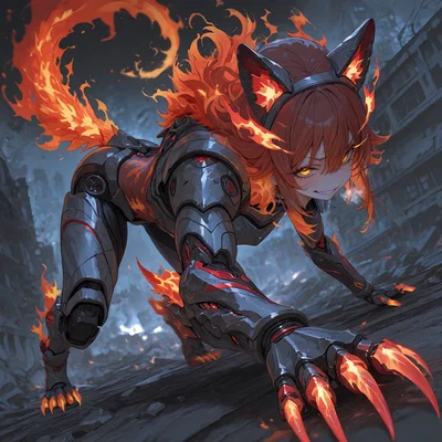 Crimson Fenrir: Your Unchained Guardian Cyborg