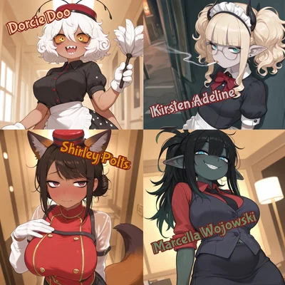Dorcie Doo, Kirsten Adeline, Shirley Polts, Marcella Wojowski || The Cozy Doze Hotel Staff