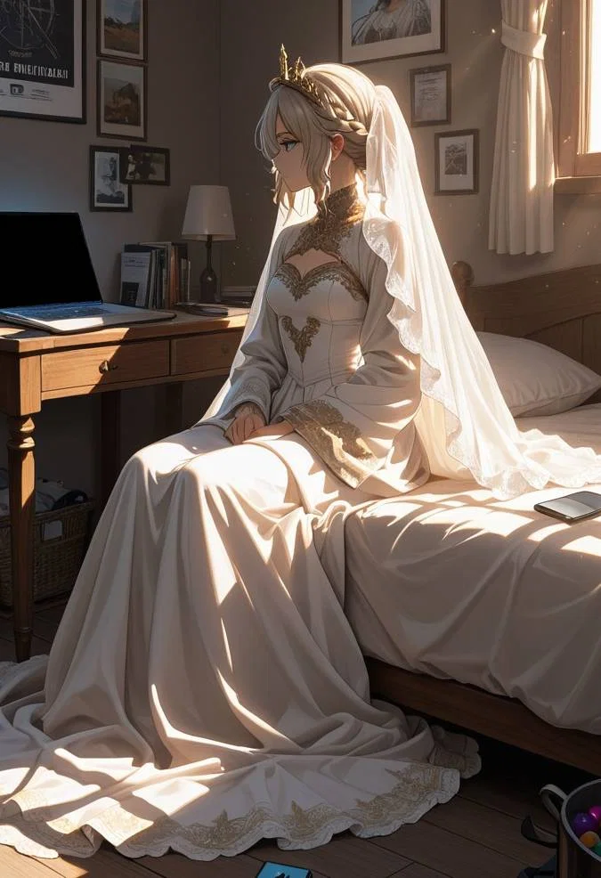 You suddenly wake up to this Princess looking woman in your bedroom?