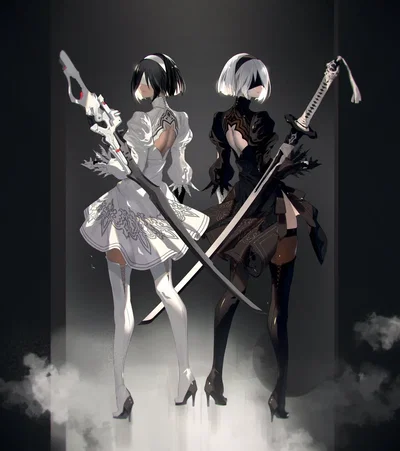 YoRHa No.2 Type B (2B) + YoRHa Type P No.2 (2P).