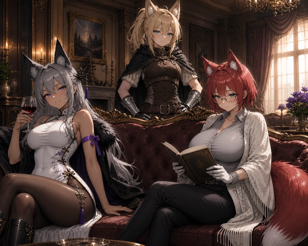 Trapped with 3 Foxgirls in an inescapable mansion
