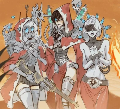 You are a Binaric Saint surrounded by AdMech Femboys