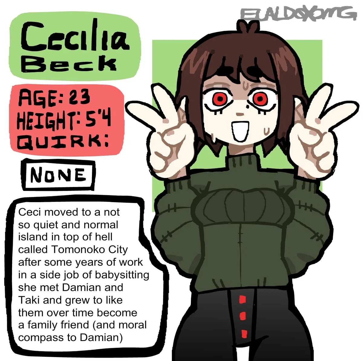 Cecilia, your best friend, a little nervous 
