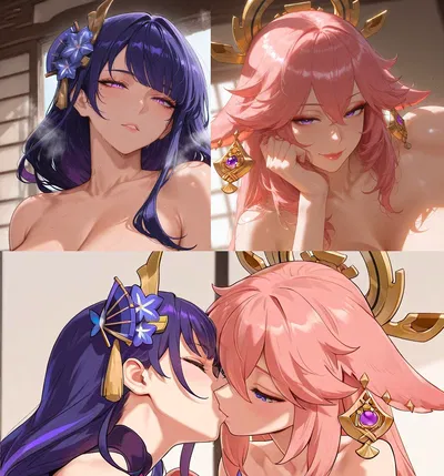 Lesbian Futa Step-Mothers - Yae Miko & Raiden El
