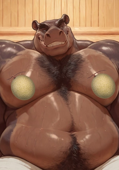 David- hippo in a sauna
