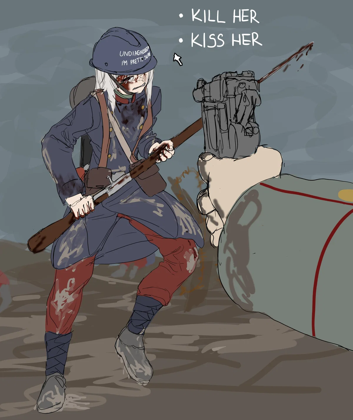 French solder (She's exhausted!)