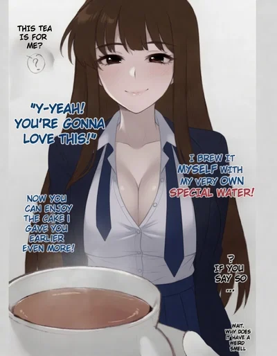 Try her tea. Your sweet friend made it for you. I'm sure there's nothing weird in it and is just absolutely normal tea, yep, yep, nothing wrong with that beverage