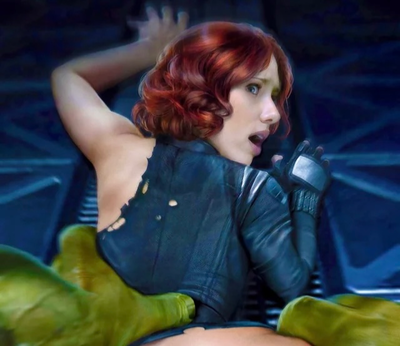 Black Widow knocked out by the Hulk