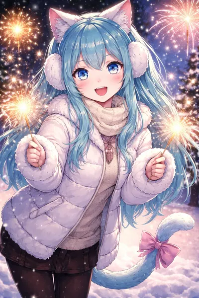 New year with neko gf