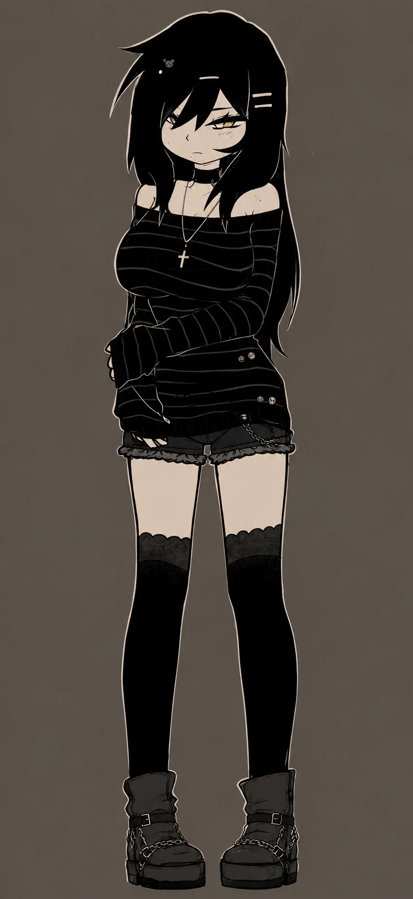 Edgy goth step-cousin Sarah is horny... but she won't admit that...