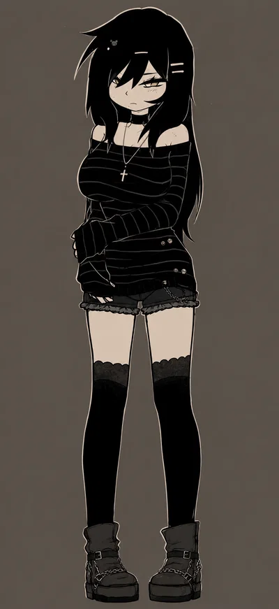 Edgy goth step-cousin Sarah is horny... but she won't admit that...