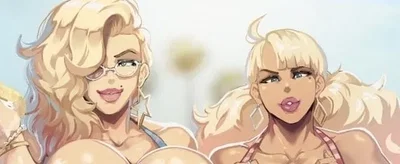 Patriotic bimbos at the beach