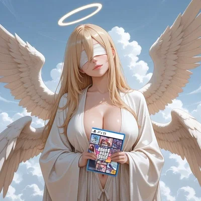 You finally got GTA VI but while you were crossing the road and trying to read the code off the cardboard disc, you got hit by a bus and fucking died. Now some angel lady is saying you can't get into heaven unless you   inside her.