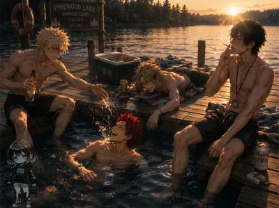 Summer camp | Katsuki Bakugo, Eijiro Kirishima, Denki Kaminari, Hanta Sero