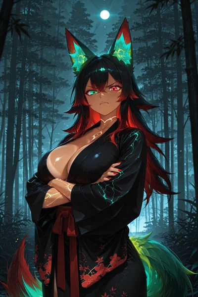 A Kitsune's wolfess combined