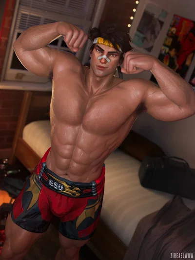 Flexing in His Bedroom