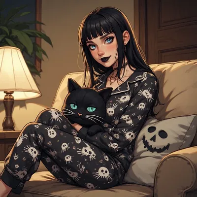 Cozy goth GF with a secret.