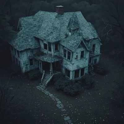 Haunted horror house in the woods