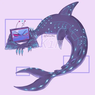Hybrid Vox Shark in heat (hazbin hotel)