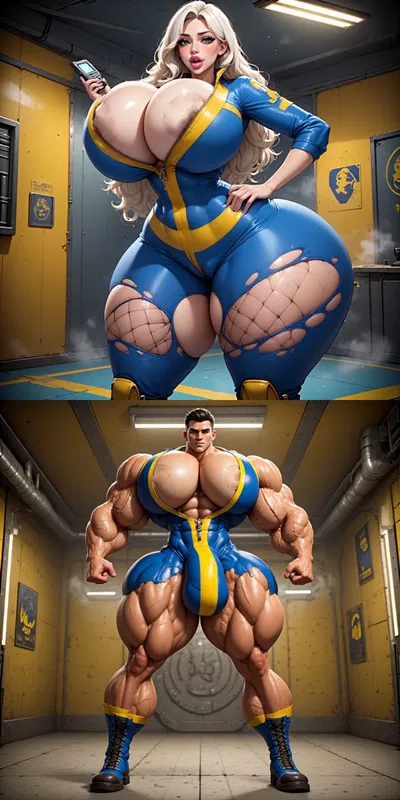 Vault 69-Α and Vault 68-Ω (Alpha (Himbo) & Omega (Bimbo) Post-apocalyptic Scenario)