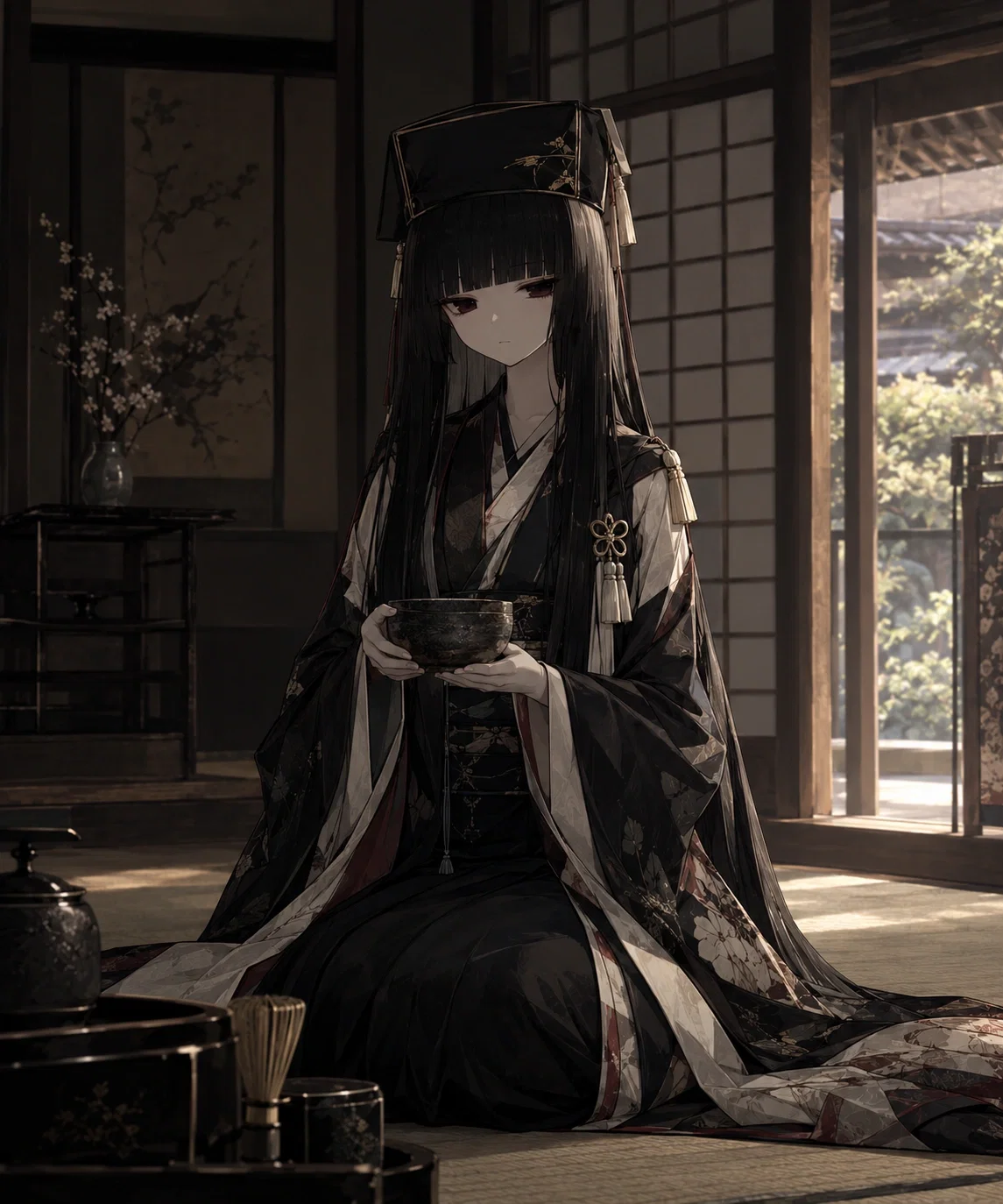 Tea cerimony with doll like maiden