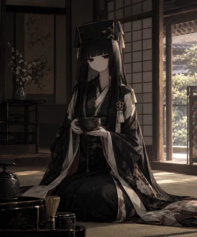 Tea cerimony with doll like maiden
