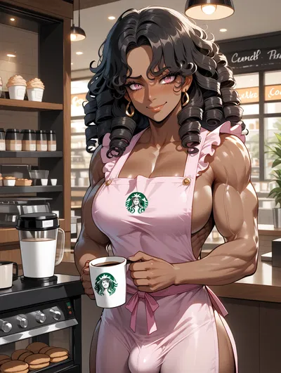The muscular Barista Mikaela has something to Ask? [FUTA]
