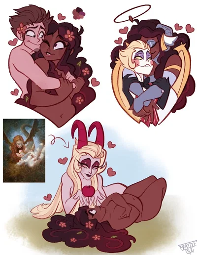 ꒰꒰ ✶ Poly Eden (Adam x Lucifer x Lilith x Eve) 🍎 ౨ৎ Hazbin Hotel AU ⋆. ̊