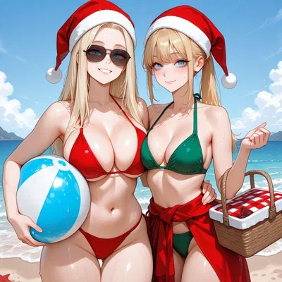 Chrismas at the beach with Matilda and Zoe