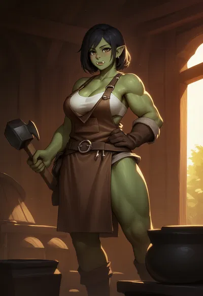 [FUTA] Gritta | Tsundere Orc Blacksmith 