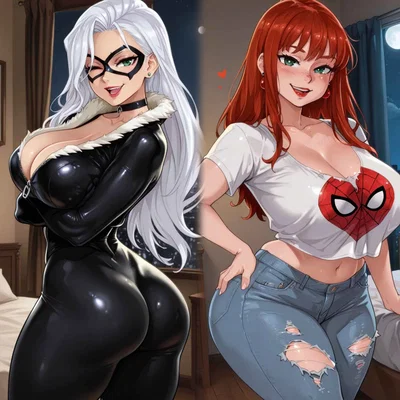 Mary Jane and Black Cat - Both Women in Love with the Spider