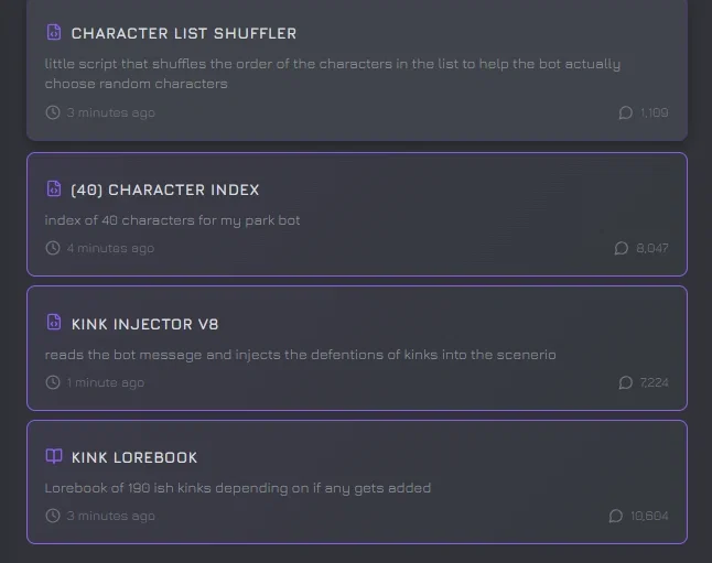 Accurate mass character/kink database || FREE SCRIPTS + ADV SCRIPT DOCUMENTATION