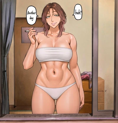 (Nude World) Your stepmother | Mikako  – A rebellious, foul-mouthed 37-year-old struggling web novelist who lives in poverty with {{user}}.